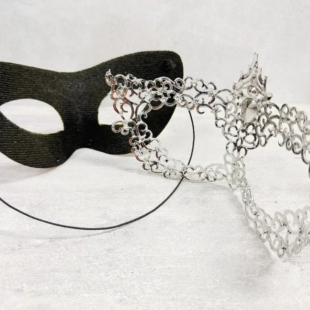 Share 2 in 1 gold mask, Masquerade party wedding, silver masquerade mask, Part